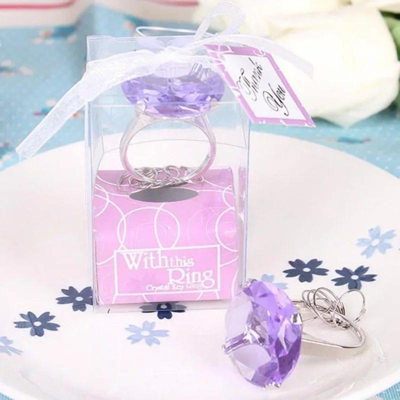 Fashion Accessories Small Gifts Party Favors Wedding Gifts Diamond Ring Shape Keychain Key Accessories Wedding Gifts for Guest