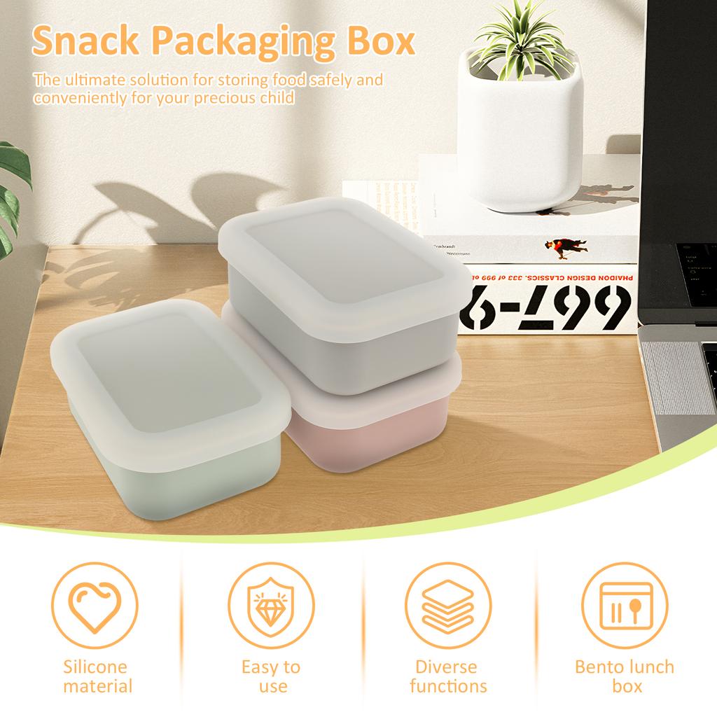 3Pcs Silicone Snack Containers for Kids Leak Proof Toddler Snack Containers Easy Open Snack Box with Lids Silicone Food Storage