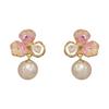 New Fashionable Versatile Crystal Petal Hanging Pearl Earrings Temperament Light Luxury High Sense Silver Needle Earrings