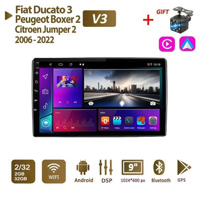 2Din Android Bilradio til Fiat Ducato 3  Peugeot Boxer 2  Citroen Jumper 2 2006 - 2022 Multimedia Carplay WIFI Hovedenhed Stereo Navigation 2+32GB