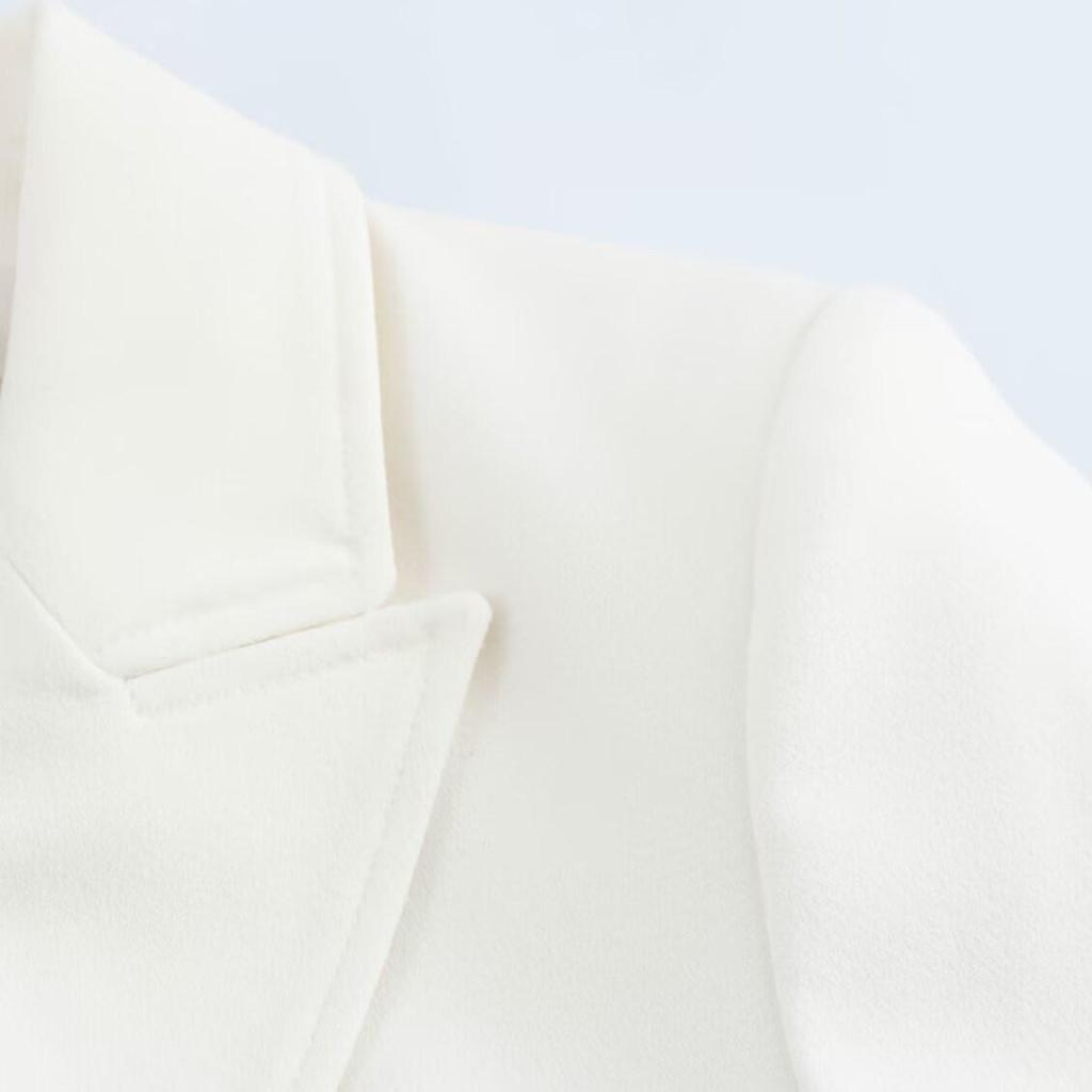 2025 Spring Women's Versatile Solid Color Single-Breasted Blazer with Turn-Down Collar