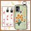 Oil Painting Phone Holder Phone Case For Oukitel C33 Back Cover Anti-dust Protective Anti-knock Lanyard Silicone Flower