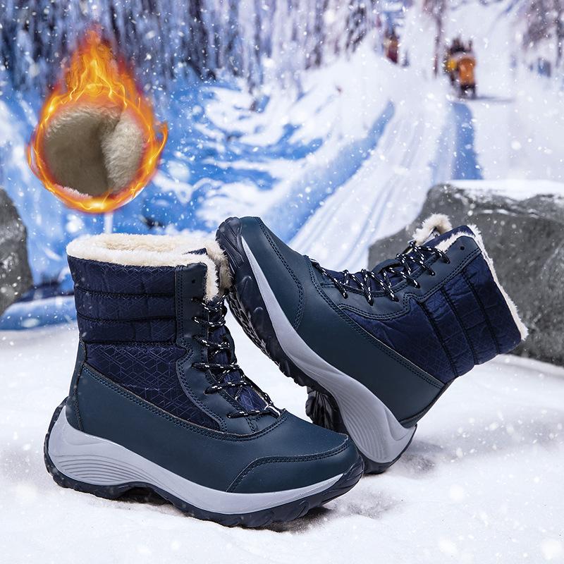 Schneestiefel Damen Plateaustiefel Rutschfeste Damen Winterschuhe Fell Warme Stiefeletten für Damen Wedges Wasserdichte Overknee Stiefel