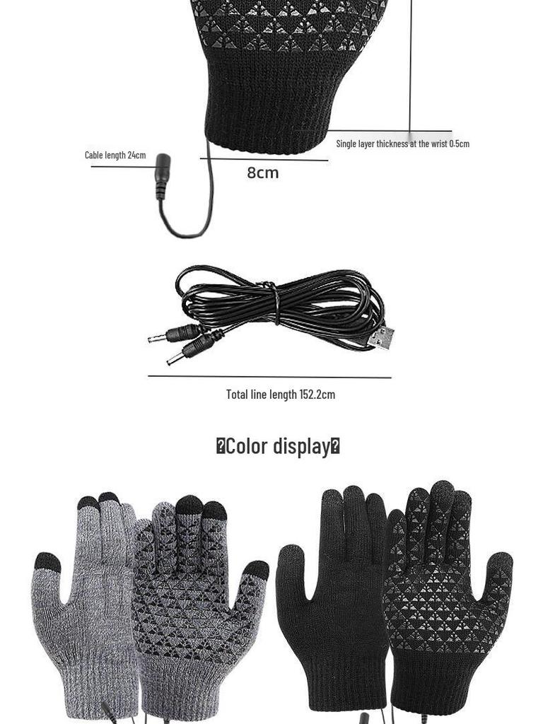 USB Heated Full-Finger Electric Warm Gloves for Students and Gamers