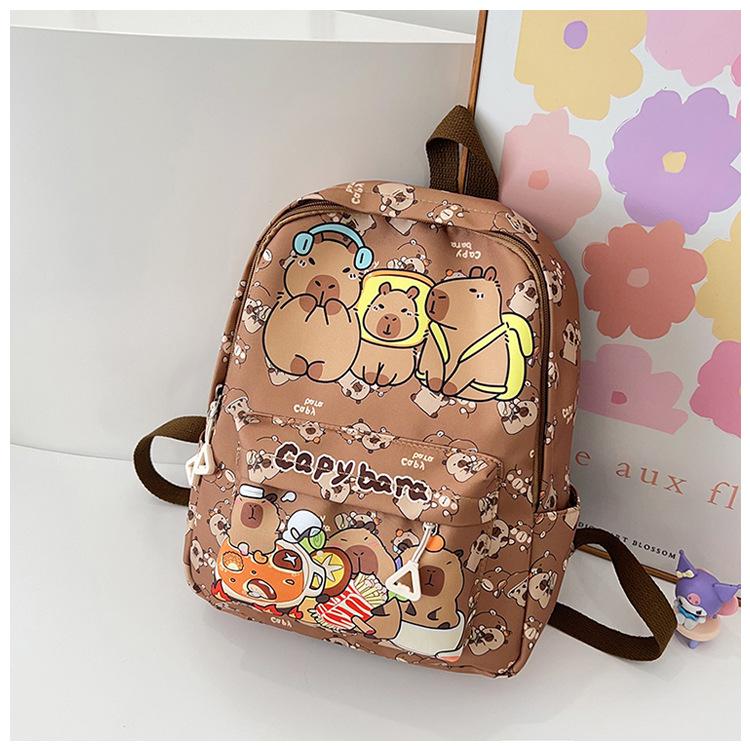 Stylish Capybara Print Backpack for Kids - Elementary & Kindergarten Use