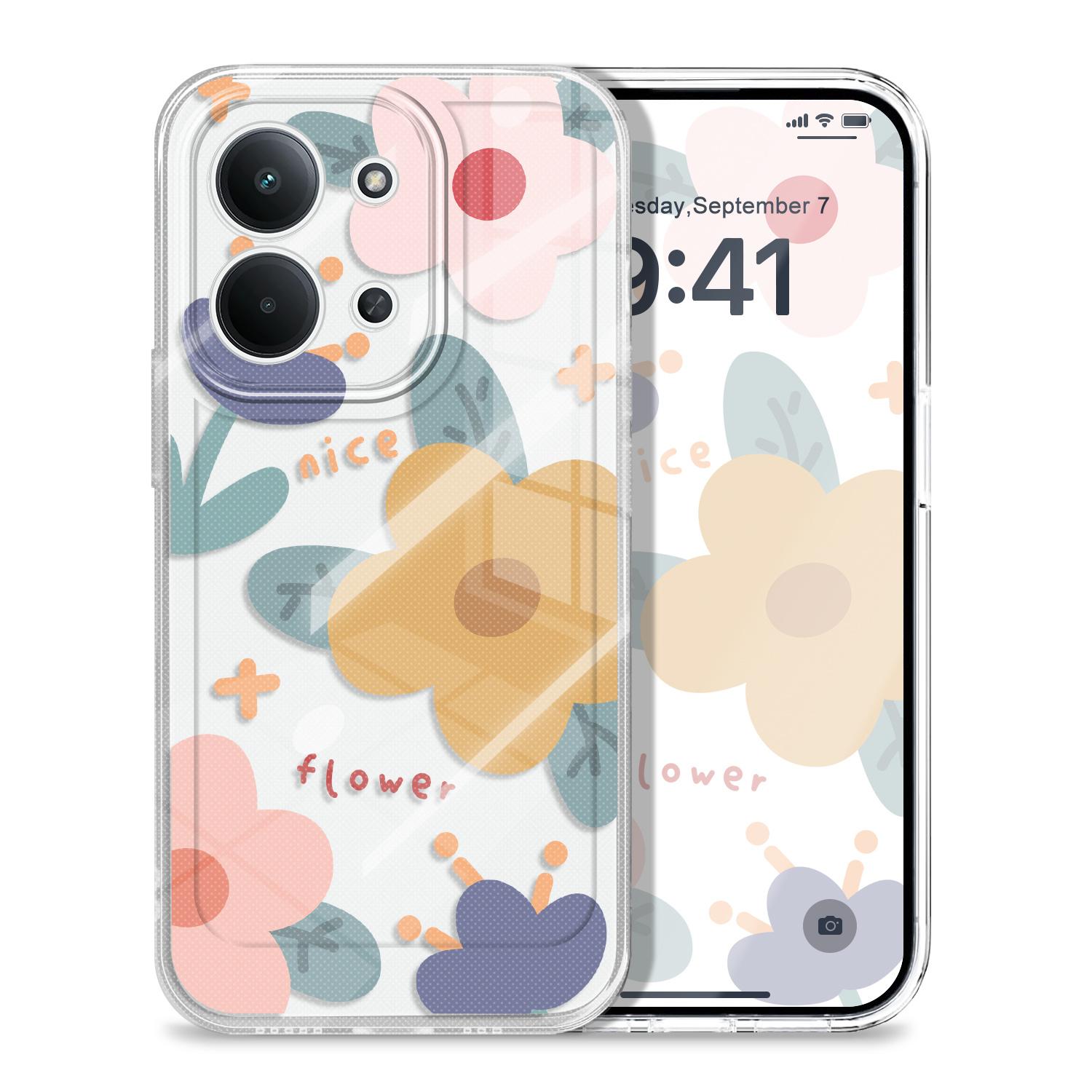 

Прозрачный чехол для телефона с разноцветными цветами для Xiaomi Redmi Note 15 14 13 12 Pro Plus 15 15C 13 13C 12 12C Мягкая крышка из ТПУ Redmi Note 15 4G прозрачный