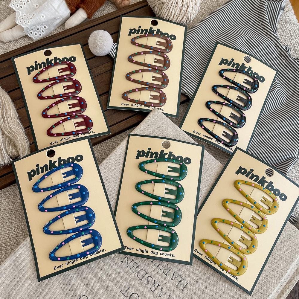 4pcs Multicolor Polka Dot Water Drop BB Clip Children's Hairpin Barrettes Headwear Hair Clip Hair Accessories Bangs Side Clip