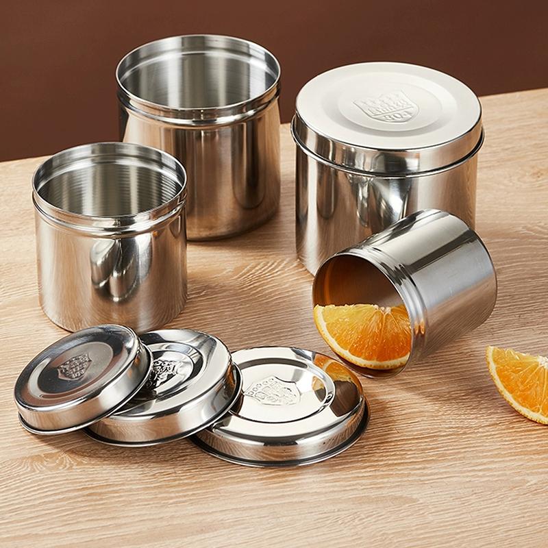 Емкость для хранения продуктов из нержавеющей стали 201 с крышкой, герметичный контейнер для чая, фляга, домашний органайзер, бутылка, банка, коробка для хранения мелочей S