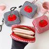 Tomato Plaid Small Makeup Bag Square Mini Organizer Bag  CCD Camera Sanitary Napkin Lipstick