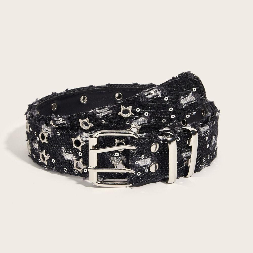Versatile Punk Denim Waistband Luxury Design Waist Strap Trend Star Hollowed Belt