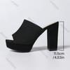 Fashion Summer New Women's Square Toe High-heeled Slippers Platform Black Fish Mouth Plus Size Party Shoes Elegant Heel Sandals Slides
