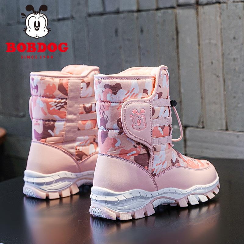 Bobodou Girls' High-Top Snow Boots - Non-Slip, Velvet-Lined, Thickened Winter Cotton Shoes 2025