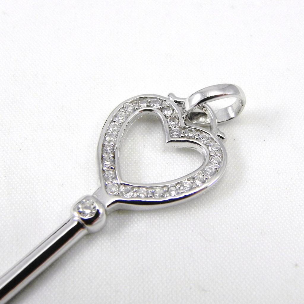 Les Trésors De Lily [G8813] - Silver Pendant 'Clé Déesse' Silver-white (rhodium-plated) - 44x14 Mm