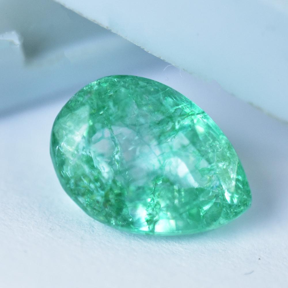 CERTIFIED Zambian 5 Ct Pear Shape NATURAL Green Emerald Loose Gemstone