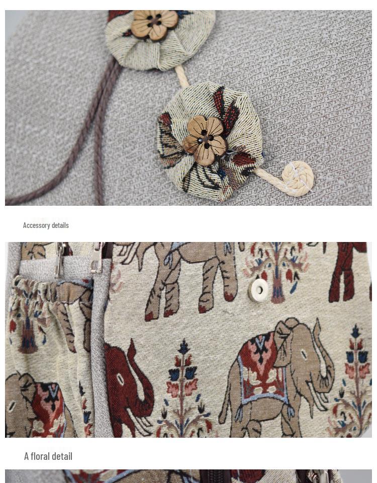 Women's Retro Canvas Floral Backpack - Lightweight, Handwoven & Versatile for College Students