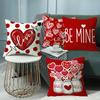 Cushion Decoration Living Room Valentine's Day Love Pillow Cartoon Print Red Couple Pillow Linen Cushion