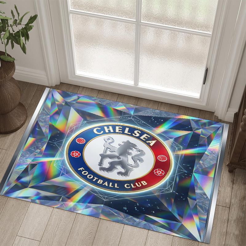 Chelsea FC Tasarımlı Kristal Kadife Halı Rahat Non?Yatak Odası Oturma Odası Girişi İçin Kaymaz Desenli Halı
