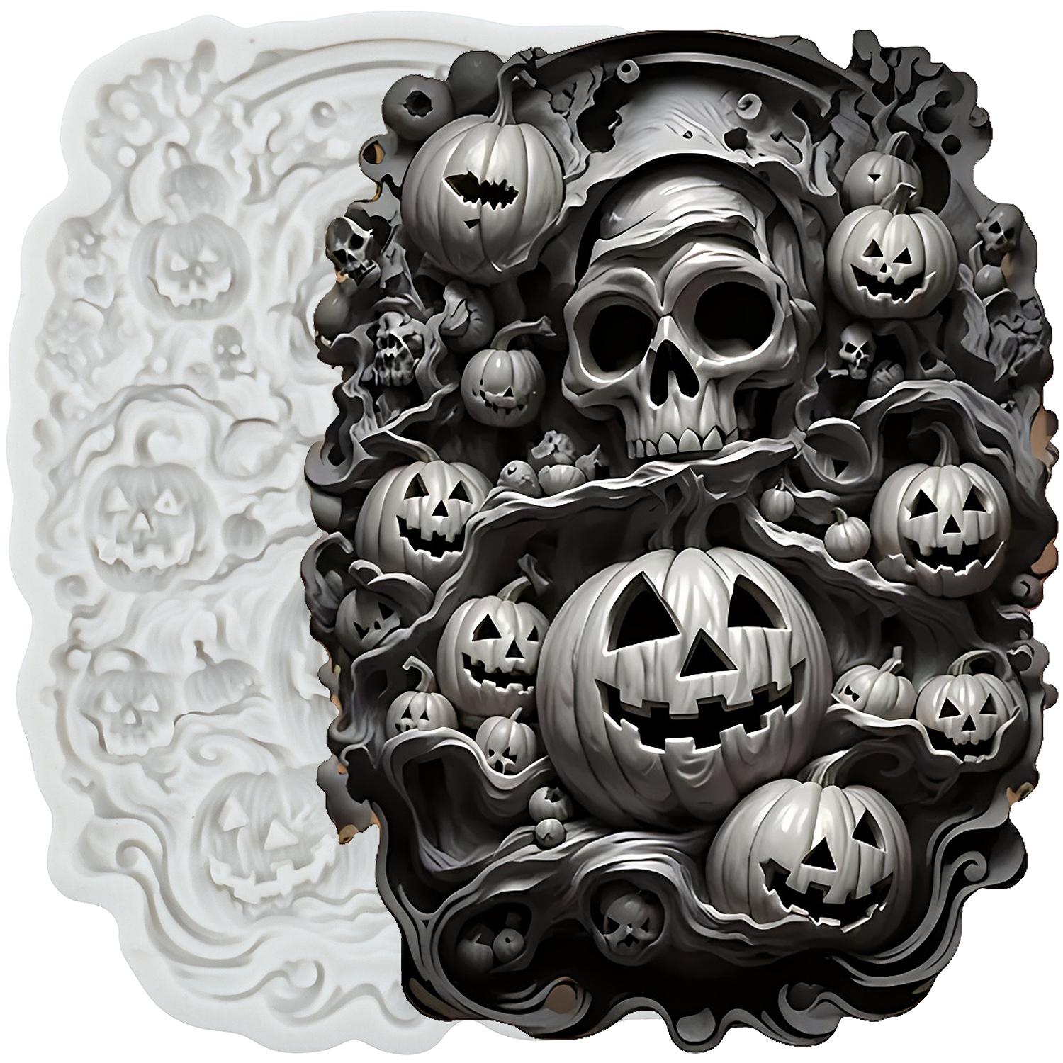 

Хэллоуин Череп Силиконовые Формы Тыква Форма для Мастики Украшение для Торта Топпер для Кексов Шоколадные Конфеты Сахарная Мастика Полимерная Глина Форма серый