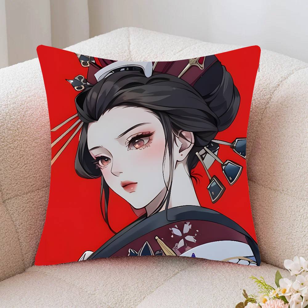 Japanese Women In Ancient Costume Pillow Case Fashion Square Pillowcase Bedroom Sofa Room Ins Decoration Leisure