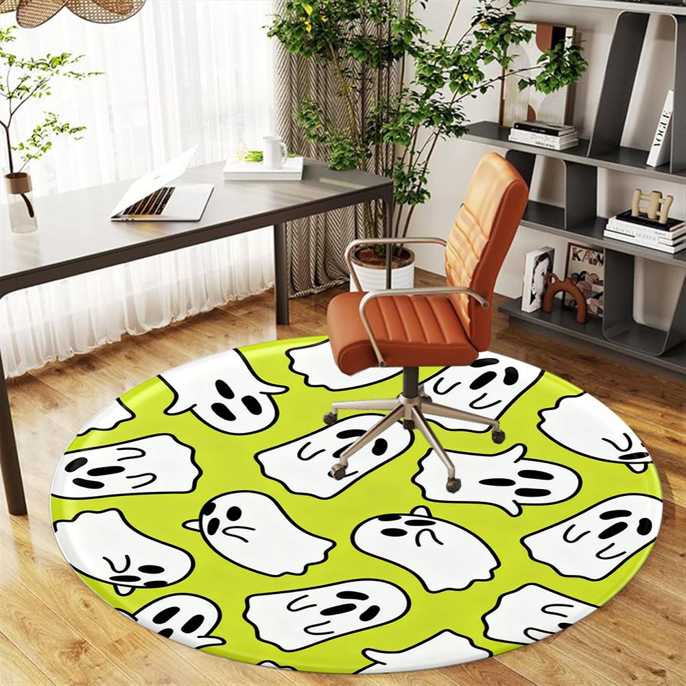 1pc Ghost Halloween Round Chair mat office Area Rug - Non-Slip, Floor Mat for Office, Bedroom, Ideal home decor gift p0105043