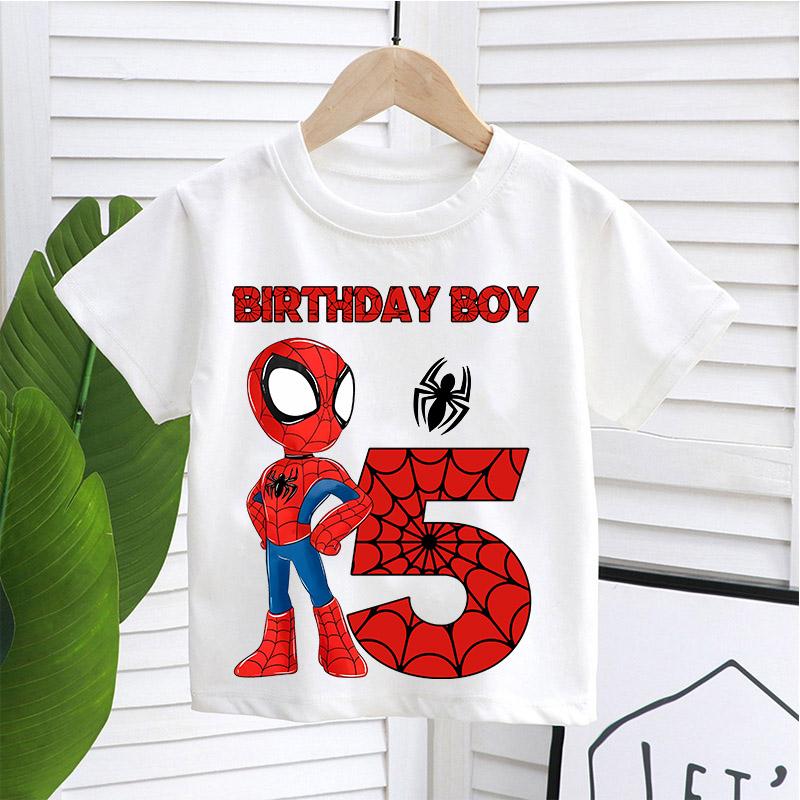 Childrens Spider Man High Quality Summer Childrens Tshirt Made of Breathable Fabric for 19 Birthday Parties