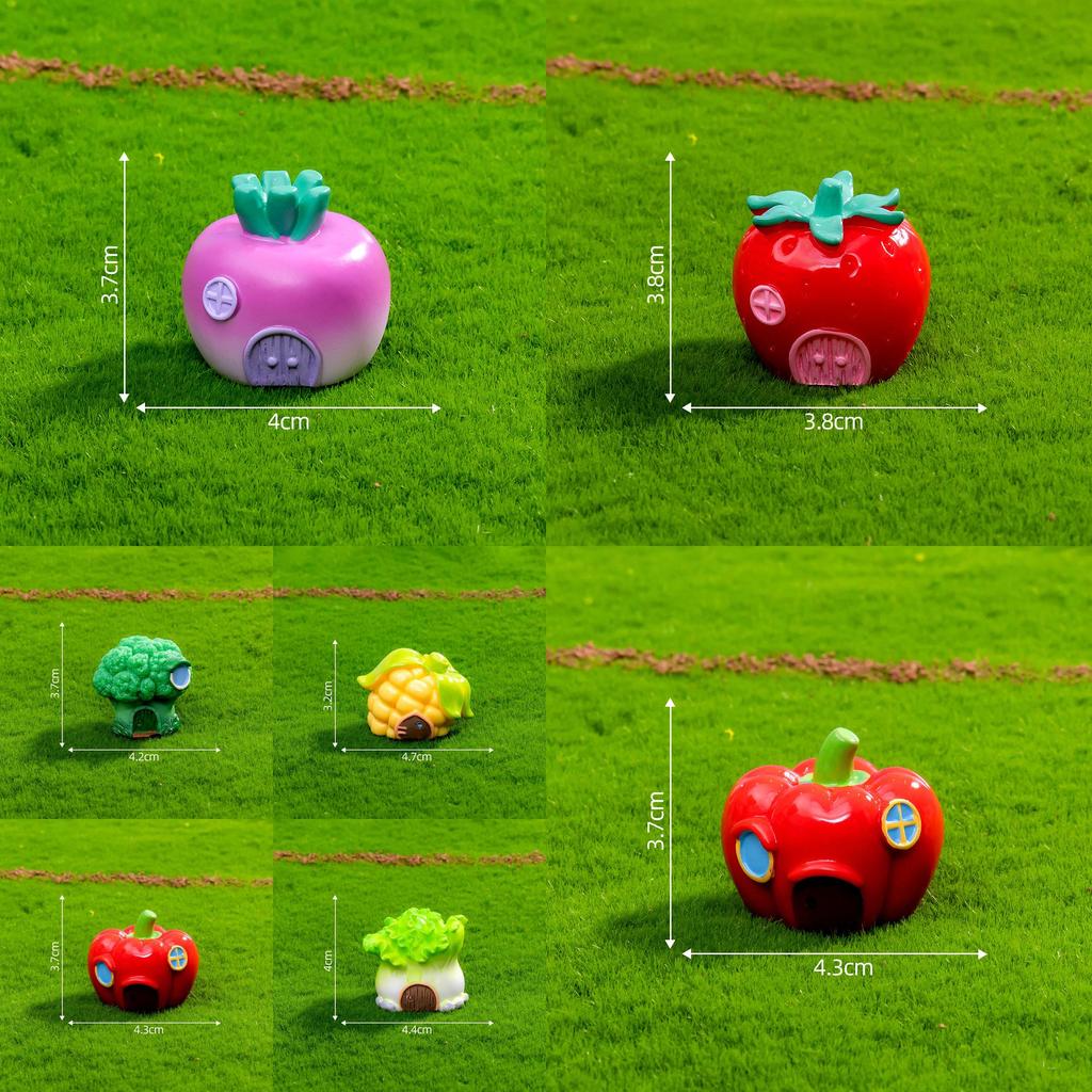 Adorable Resin Vegetable Fruit House Miniatures For Diy Garden Decor And Terrariums