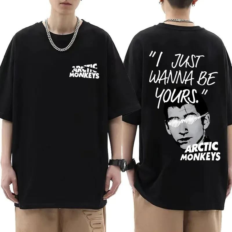 Cotton Arctic Monkeys Inspired T Shirt Album List Doodle Print Vintage T-shirt Men Hip Hop Punk Short Sleeve Tshirts Streetwear
