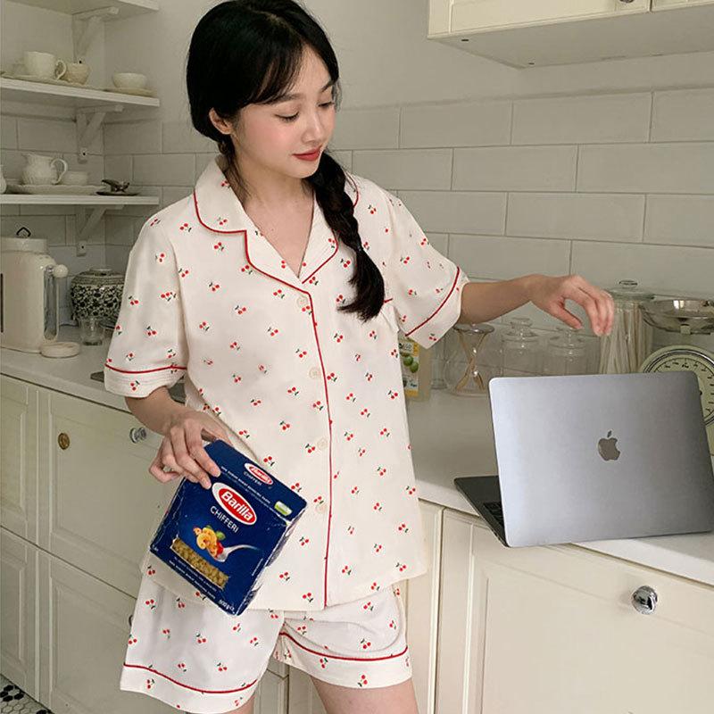 Pajamas Women's Summer Cow Crayon Small New Short-sleeved Shorts Cartoon Cute High-value Casual Style Loungewear Set