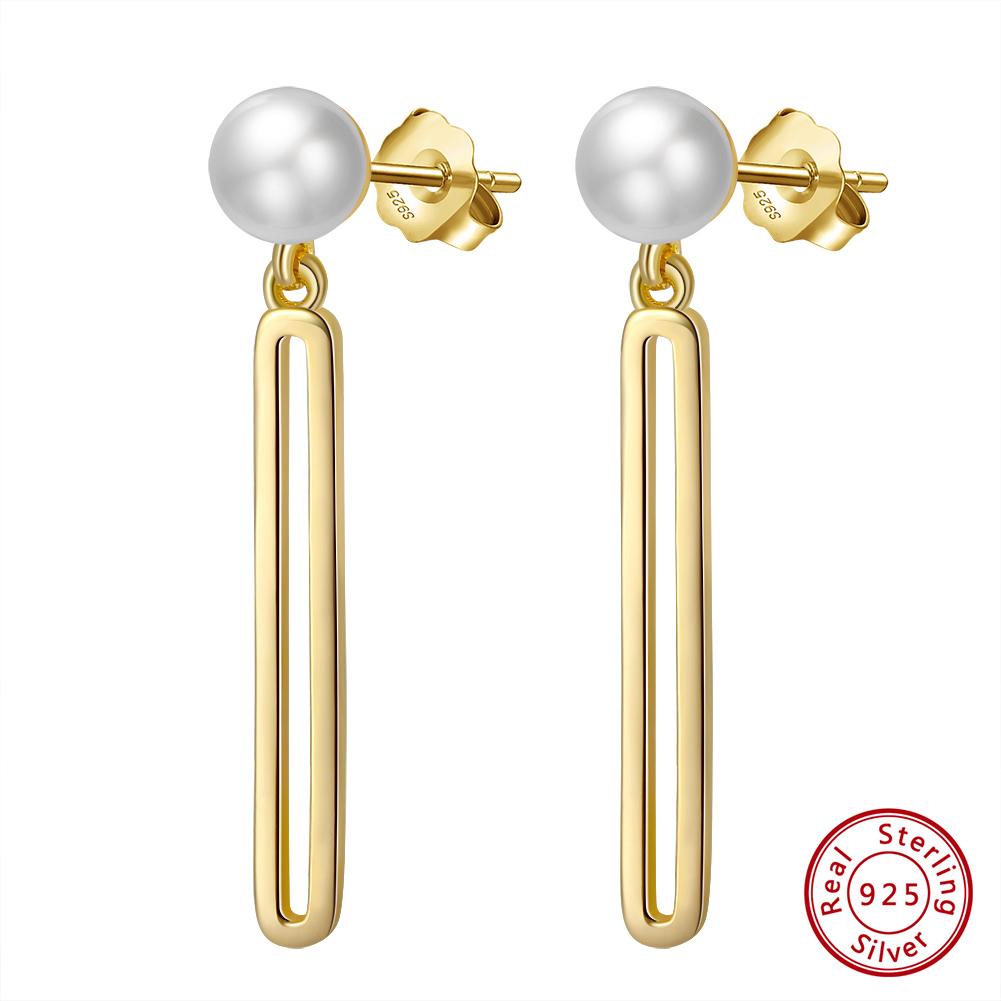 ORSA JEWELS Vintage 925 Sterling Silver Natural Baroque Pearl Earrings with Paper Clip Eardrops for Women Handmade Jewelry GPE29