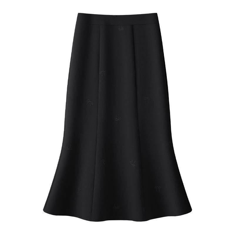 2025 Spring Women's High Waist Purple Fishtail A-Line Midi Skirt