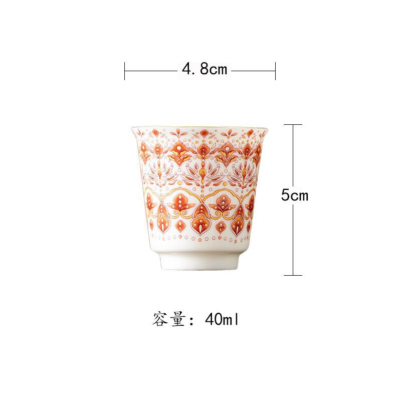

2pc/lot Dunhuang Phoenix Feather Red Teacup Aesthetic Tea Bowl Jug Tea-tasting Personal Cup Jianzhan Master Cups Tea Items 40ml As Your Choose
