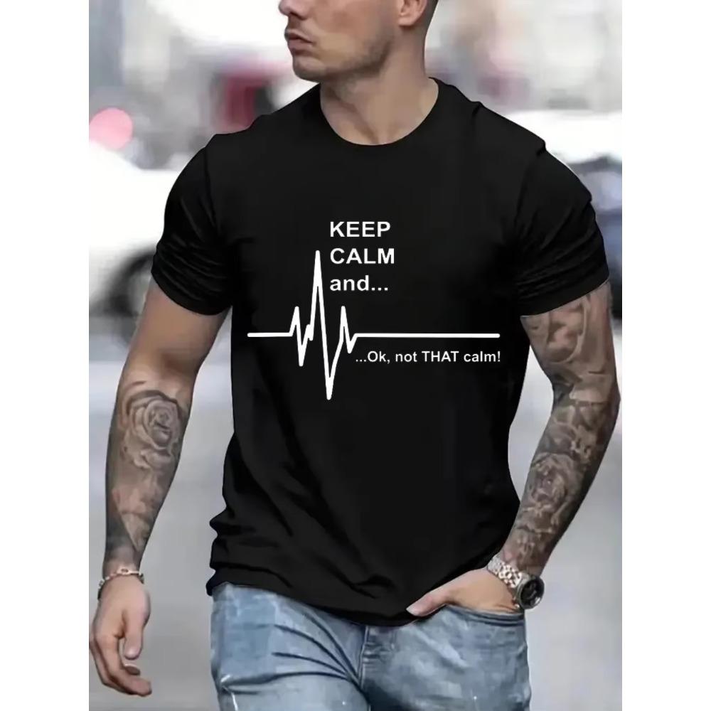 Hold deg rolig og ok Ikke så rolig på T-skjorte for menn Street Løs T-skjorte Sommer Hip Hop T-skjorte Uformell rund hals Oversized T-skjorter
