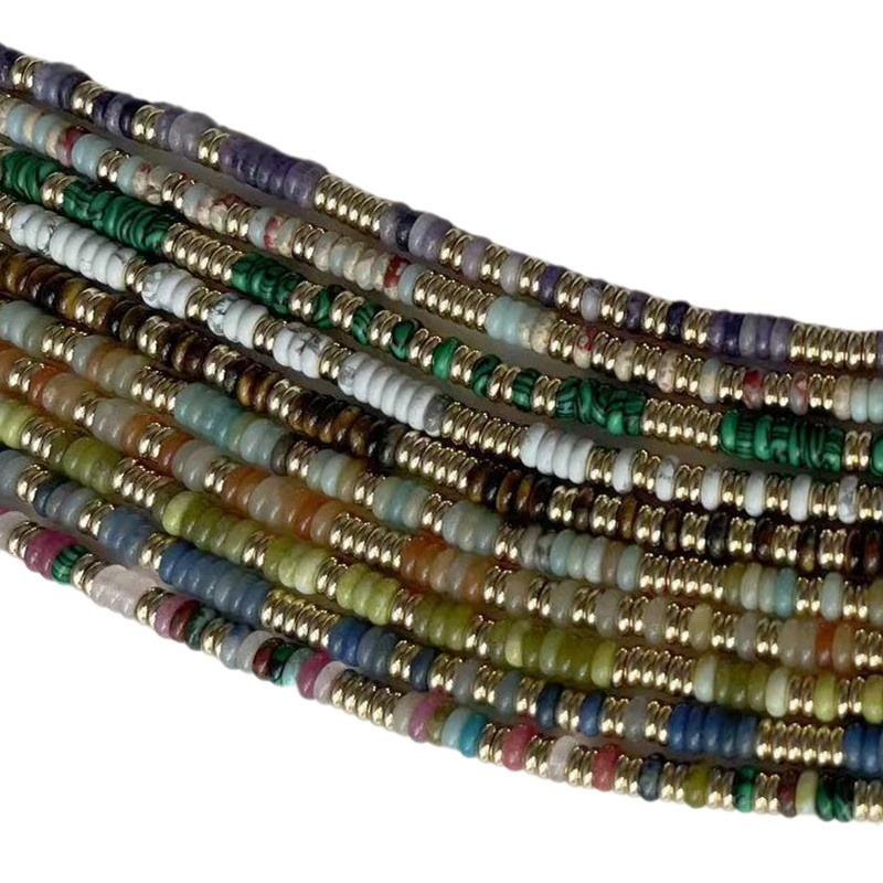 Colorful Semi-Precious Stone Beaded Necklace - Handmade Vintage Clavicle Chain with Optional Multi-Color Design