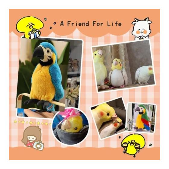[Qingyun LEE] Plush Parakeet Real Bird Stuffed Animal Gift Body Pillow Plush Parrot Plush Fluffy Cute Blue