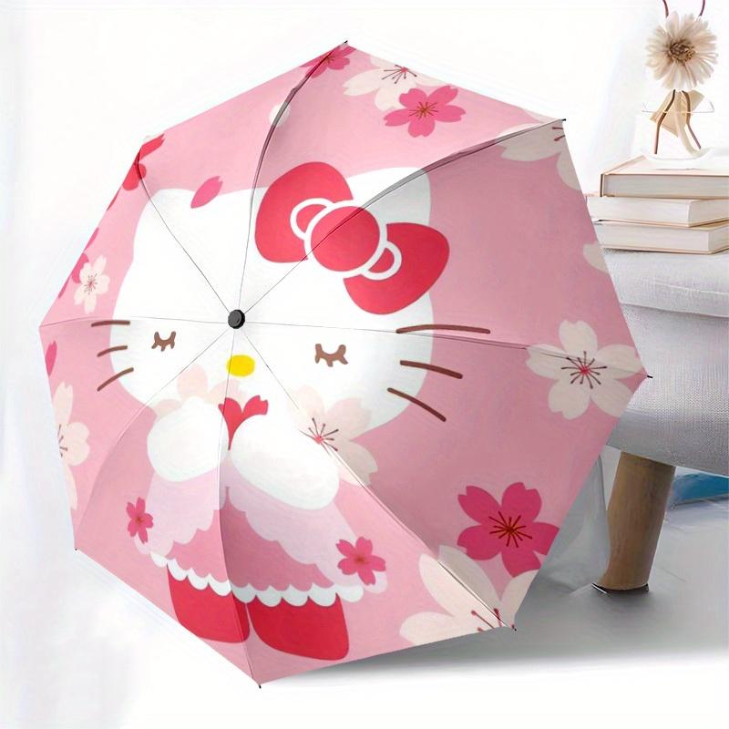 1pc Hello Kitty Cherry Blossoms Umbrella with Plastic Handle,Suitable for All Seasons Home Travel Outdoor UmbrellaSanlio586