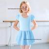 Dětské šifonové taneční šaty s flitry a křížovým zadním dílem pro balet a gymnastiku