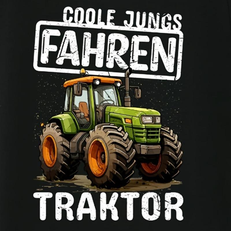 Boys Tractor & Fun Letter Print Crewneck Short Sleeve Tee, Casual Comfortable Daily Top