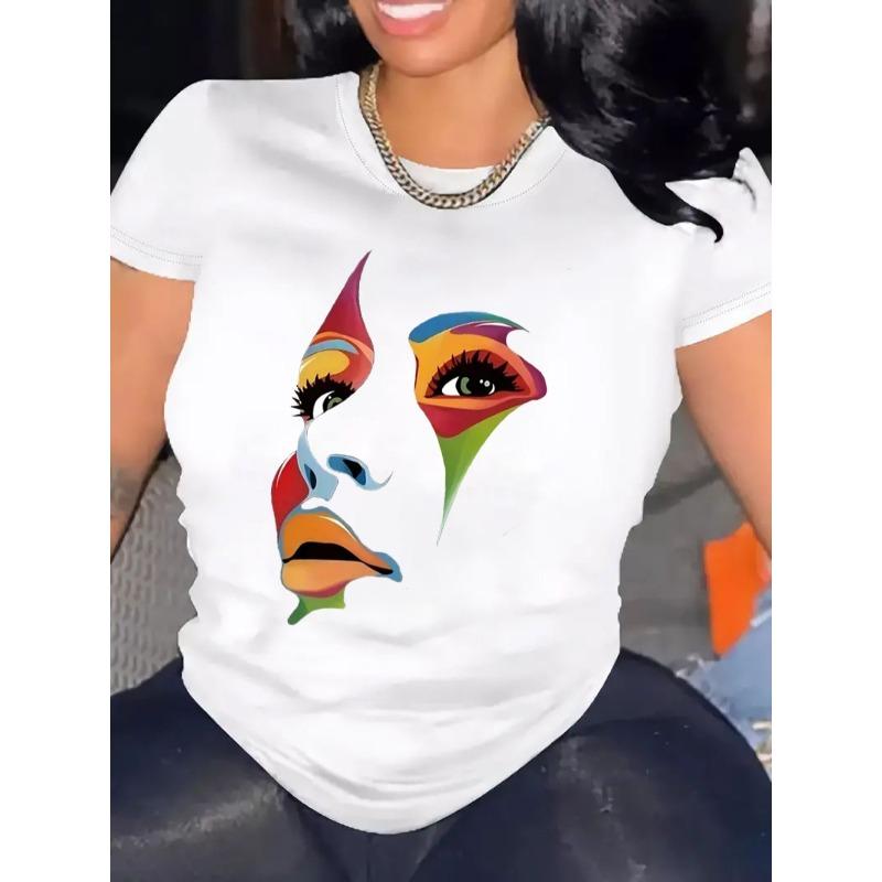 Womens TShirt Comfortable Crew Neck Casual Cotton Blend ShortSleeves Soft Breathable Top Womenswear Tshirt Summer Spring Streetwear Fabric