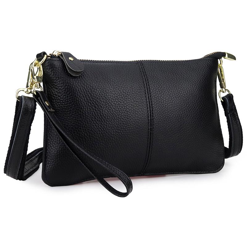 Genuine Leather Women's Crossbody Bag with Wrist Strap - Top Layer Cowhide Shoulder Bag