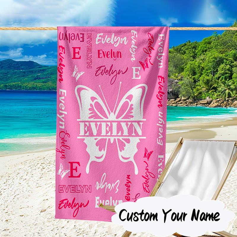 Personalisierter Name Dein Name Kunst Design Mikrofaser Strandtuch Super Weich & Saugfähig für Bad, Strand, Reisen Badezeit Zubehör, Fan Geschenke