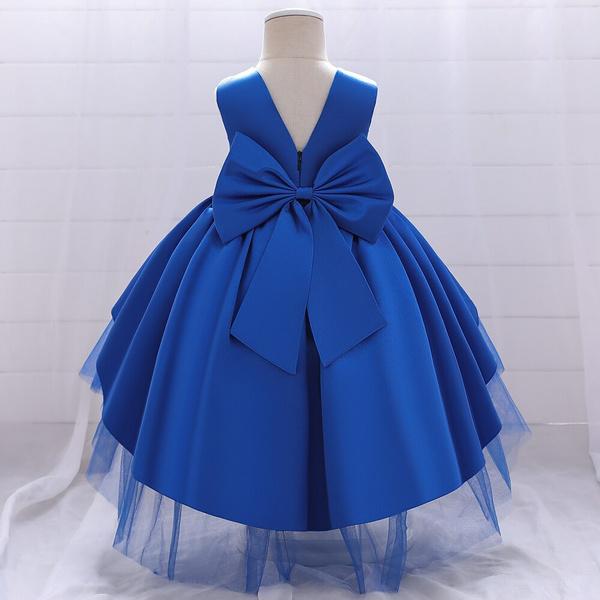 Infant Big Bow Trailing Baby Dress Costumes Kids Clothes Princess Party Wedding Dresses for Baby Girls 1st Year Birthday Dress