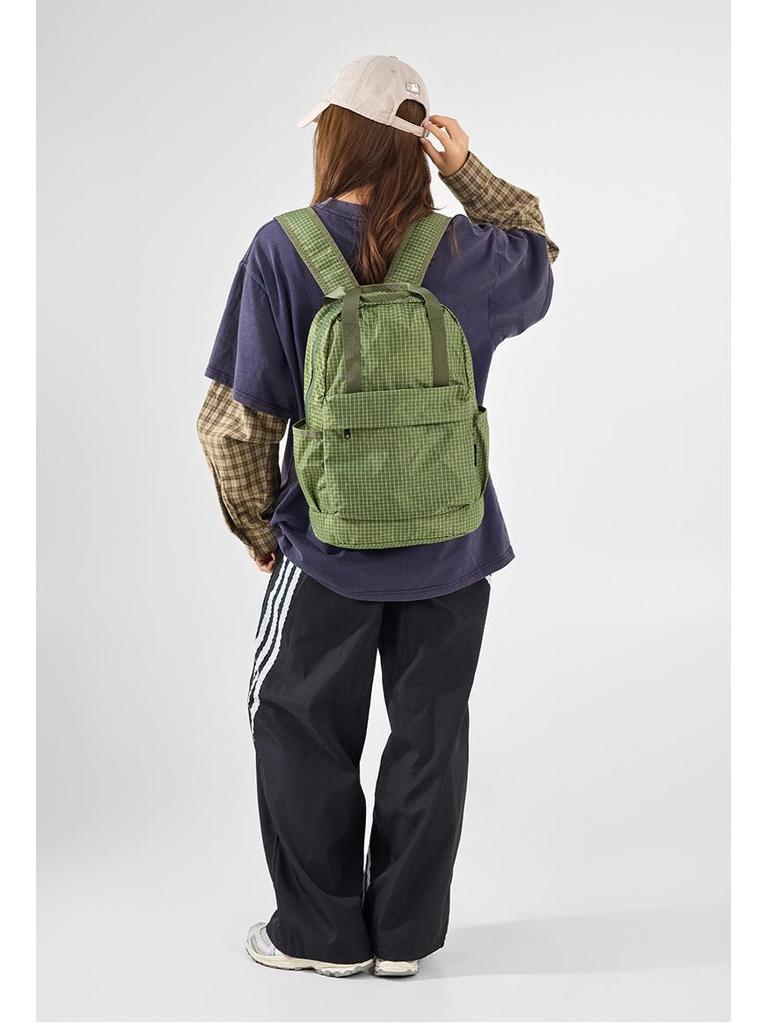 Cross-Border Plaid Large Capacity Foldable Hiking Backpack - Solid Casual Style