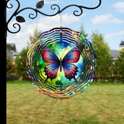 2D Metall Schmetterling Windmühle Garten Dekoration Bunte Hängende Skulptur für Terrasse Hof Außenbereiche Geschenk für Frauen Muttertag