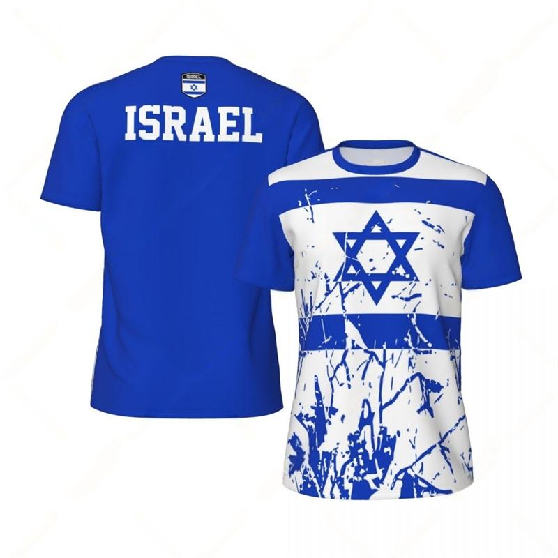 Israel Flag Pattern Men's Football T-shirt Summer Trend 3D National Emblem Printed Top Fashionable Casual Short Sleeved Clothing