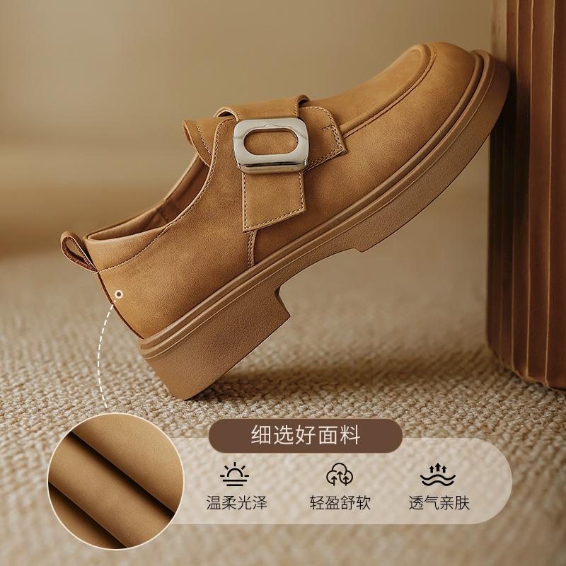 Augustine Retro Loafers Women's 2025 Spring and Autumn New Thick-soled British Style Thick Heel Soft Sole One-pedal Single Shoes