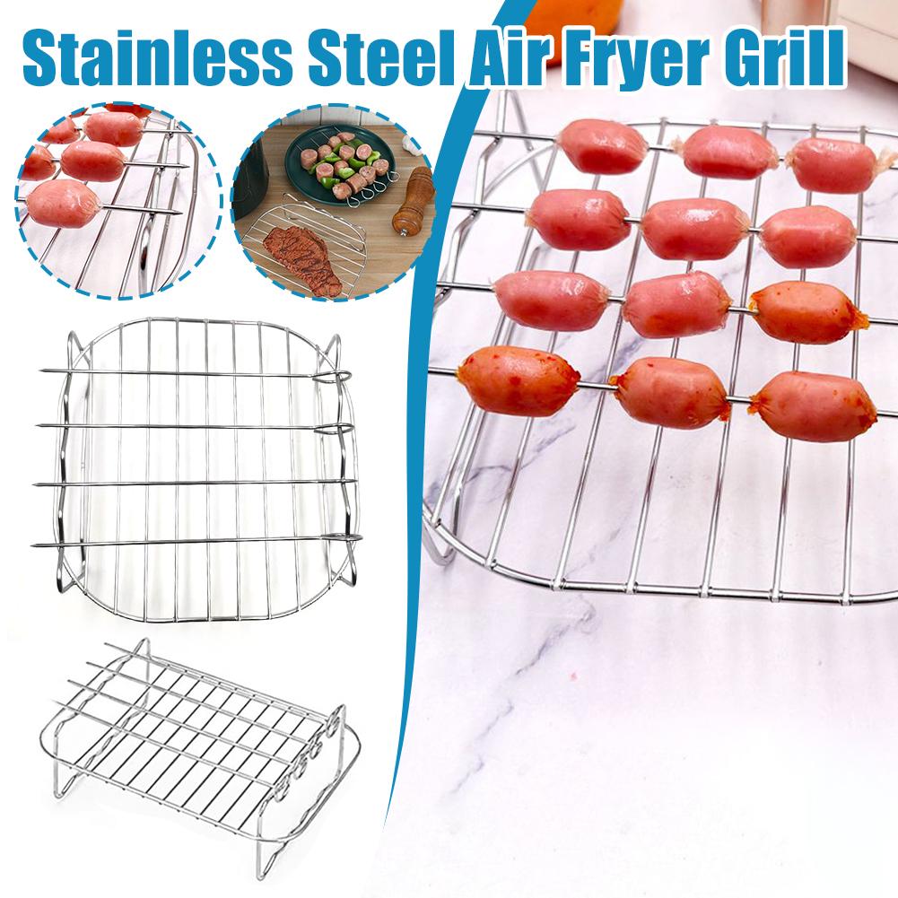 Air Fryer Stainless Steel Rack Tray&Steaming Racks Air Fryer Tools Baking Pan BBQ Gril Baking Cooker Accessories Cooking Tools