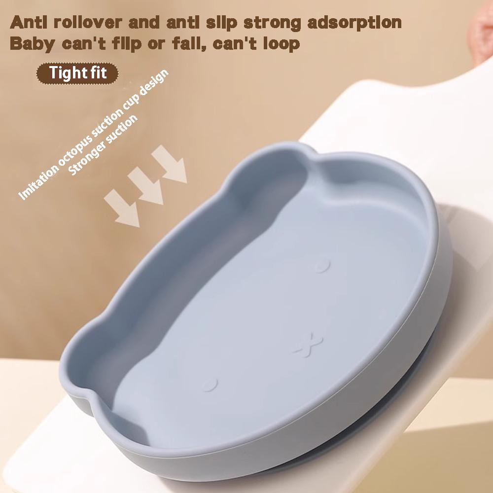 Non-Toxic Silicone Tableware Set Children Cartoon Dinner Plate Water Cup Fork Spoon Baby Auxiliary Food Bowl Baby Silicone Bowl