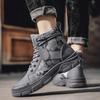 Men's Shoes Camouflage High Top Work Boots New Comfortable Sneakers Men Outdoor Hiking Shoes Men Non-Slip Lace-Up Platform Boots