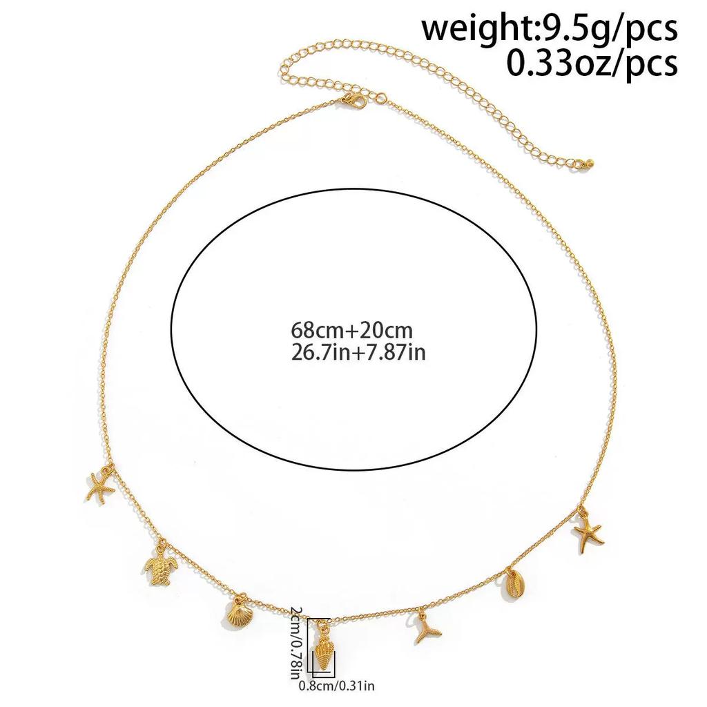 Urlaubsstil Seestern Muschel Fransen Taillenkette Damen, einfache Imitationsperle Fischschwanz Schildkröte Schmuck Damen