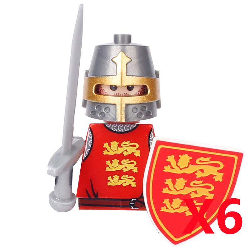 MOC Medieval Knight Castle Figures Building Blocks Weapon Wolf Swordsmen Guard Bow Arrow Shield Flags Warhorse Toys Gifts S002